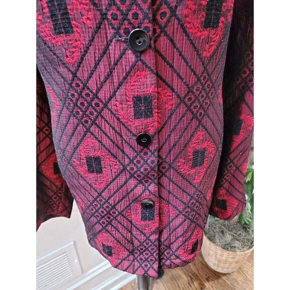 Sag Harbor Women Red Polyester Single Breasted Buttons Front Long Coat Size 22W - Picture 3 of 11